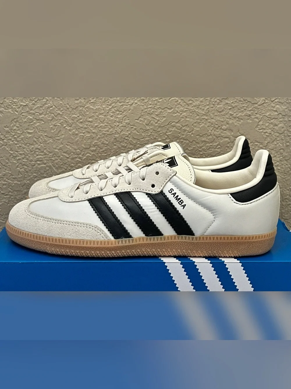 Adidas Samba OG Sneakers Cream & Black Color Youth Size-7